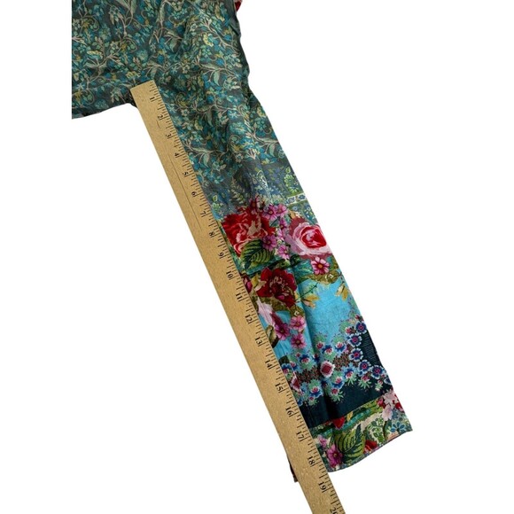Johnny Was XS Blouse Vibrant Floral Cotton Embroidered Swing L/S Tunic Shirt - Picture 9 of 11